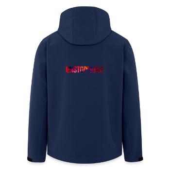 Unstoppable Abstract Typography Design - Men’s Recycled Softshell Jacket by Stanley/Stella - navy - Back - AI Model Male 185 light (185cm)