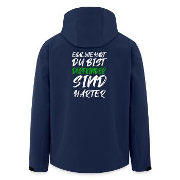 Dorfkinder sind härter – Graffiti Text - Recycelte Männer Softshell-Jacke von Stanley/Stella - Navy - Hinten - AI Model Male 185 light (185cm)