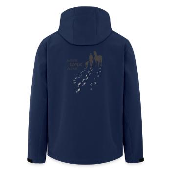 Never walk alone - Hund Pferd Reiter gemeinsam - Recycelte Männer Softshell-Jacke von Stanley/Stella - Navy - Hinten - AI Model Male 185 light (185cm)