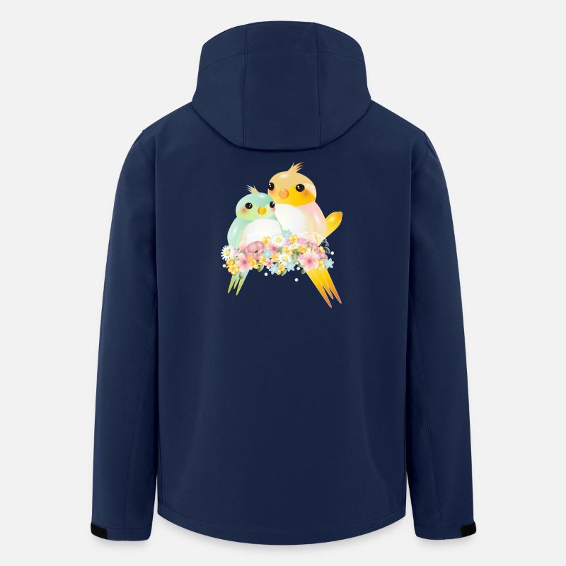 zwei rundliche Kanarienvögel in einer Blütenpracht - Recycelte Männer Softshell-Jacke von Stanley/Stella - Navy