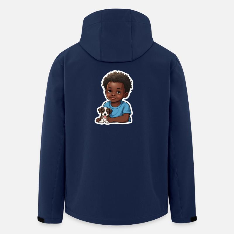 Cute Kid with Dog Illustration - Men’s Recycled Softshell Jacket by Stanley/Stella - navy