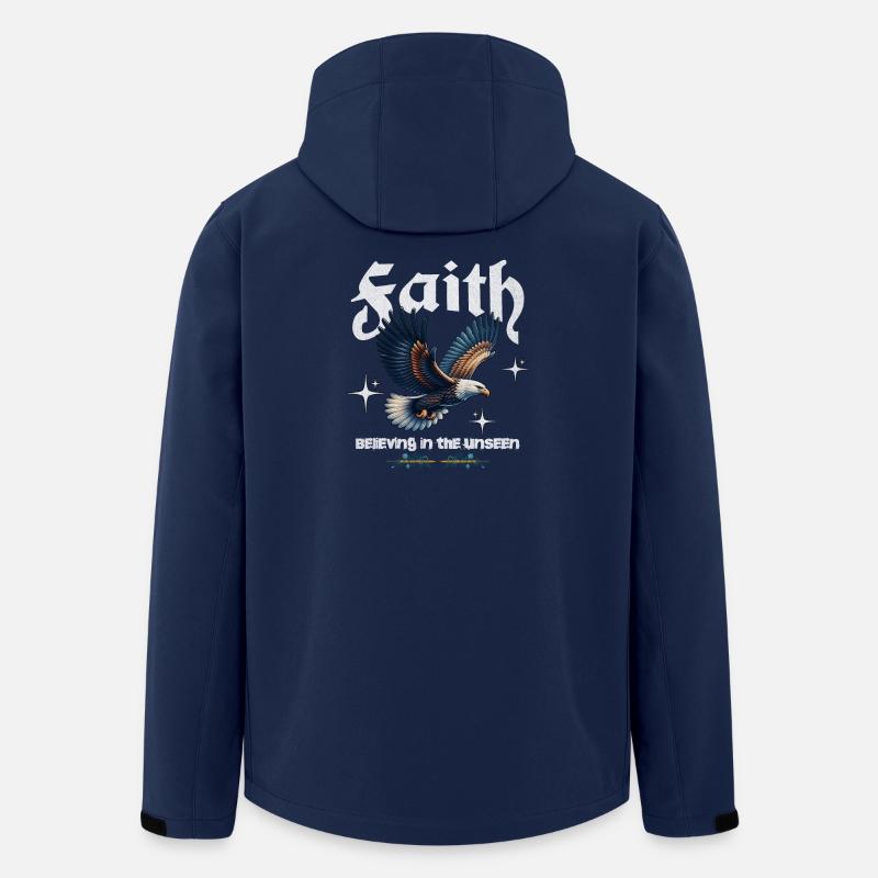 Illustration d’aigle inspirant de foi - Veste softshell homme en polyester recyclé Stanley/Stella - marine