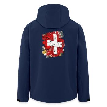 Schweizer Flagge Schweiz - Recycelte Männer Softshell-Jacke von Stanley/Stella - Navy - Hinten - AI Model Male 185 light (185cm)