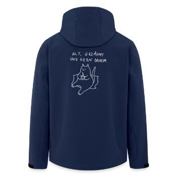 alt und gemütlich - katze spruch fauler kater - Recycelte Männer Softshell-Jacke von Stanley/Stella - Navy - Hinten - AI Model Male 185 light (185cm)