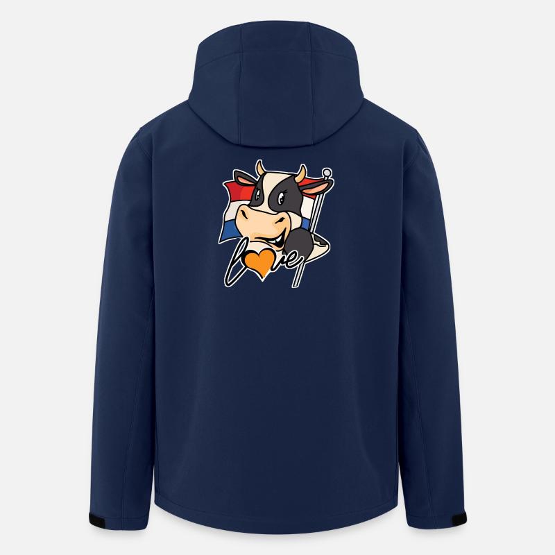 Vache avec drapeau et cœur - Veste softshell homme en polyester recyclé Stanley/Stella - marine