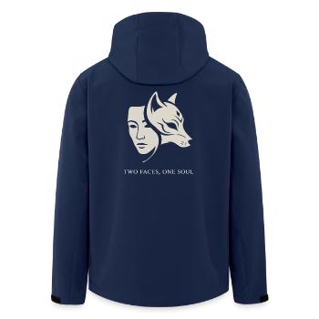 Doppelmaske: Mensch & Tier - Zwei Gesichter, eine Seele - Recycelte Männer Softshell-Jacke von Stanley/Stella - Navy - Hinten - AI Model Male 185 light (185cm)