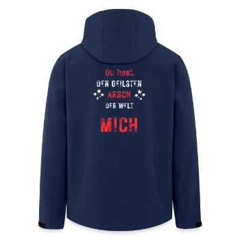 Humorvolles Zitat für Freunde - Recycelte Männer Softshell-Jacke von Stanley/Stella - Navy - Hinten - AI Model Male 185 light (185cm)