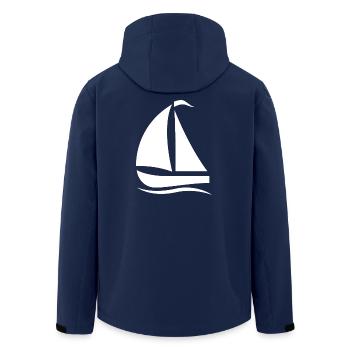 Minimalistische Segelboot Silhouette Nordsee  - Recycelte Männer Softshell-Jacke von Stanley/Stella - Navy - Hinten - AI Model Male 185 light (185cm)