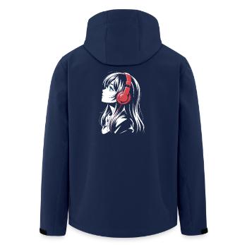 Anime Girl mit Kopfhörer Design - Recycelte Männer Softshell-Jacke von Stanley/Stella - Navy - Hinten - AI Model Male 185 light (185cm)