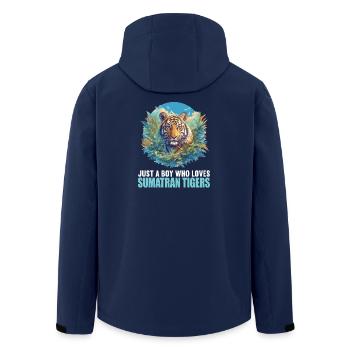 Sumatra-Tiger - Recycelte Männer Softshell-Jacke von Stanley/Stella - Navy - Hinten - AI Model Male 185 light (185cm)