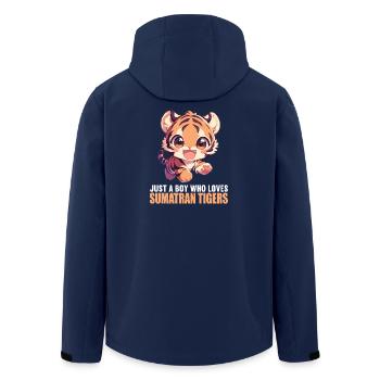 Sumatra-Tiger - Recycelte Männer Softshell-Jacke von Stanley/Stella - Navy - Hinten - AI Model Male 185 light (185cm)