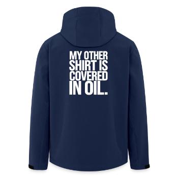 Parodie auf ölüberzogenes Hemd - Recycelte Männer Softshell-Jacke von Stanley/Stella - Navy - Hinten - AI Model Male 185 light (185cm)