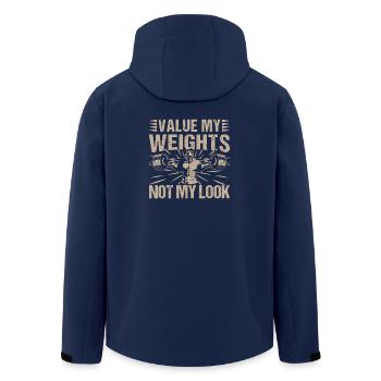 Fitness Motivation Bodybuilder Value Weights Not - Recycelte Männer Softshell-Jacke von Stanley/Stella - Navy - Hinten - AI Model Male 185 light (185cm)
