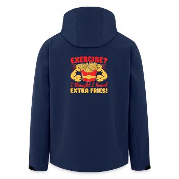 Fitness Fanatics Exercise I heard Extra Fries - Recycelte Männer Softshell-Jacke von Stanley/Stella - Navy - Hinten - AI Model Male 185 light (185cm)