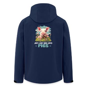 Schweine Schwein - Recycelte Männer Softshell-Jacke von Stanley/Stella - Navy - Hinten - AI Model Male 185 light (185cm)