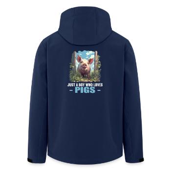 Schweine Schwein - Recycelte Männer Softshell-Jacke von Stanley/Stella - Navy - Hinten - AI Model Male 185 light (185cm)