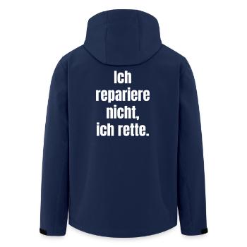 Ich rette, nicht reparieren - Recycelte Männer Softshell-Jacke von Stanley/Stella - Navy - Hinten - AI Model Male 185 light (185cm)