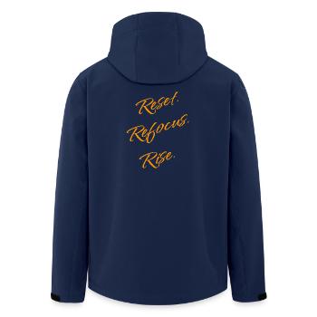 Réinitialiser. Reconcentrez-vous. Lève-toi. – Déclaration de motivation - Veste softshell homme en polyester recyclé Stanley/Stella - marine - Dos - AI Model Male 185 light (185cm)