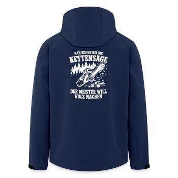 Man reiche mir die Kettensägen - Recycelte Männer Softshell-Jacke von Stanley/Stella - Navy - Hinten - AI Model Male 185 light (185cm)