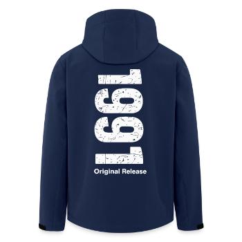 1991 Original Release – Jahrgang Shirt - Recycelte Männer Softshell-Jacke von Stanley/Stella - Navy - Hinten - AI Model Male 185 light (185cm)