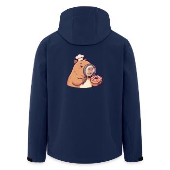Capybara with Donut Funny Inspector Animal Motif - Men’s Recycled Softshell Jacket by Stanley/Stella - navy - Back - AI Model Male 185 light (185cm)