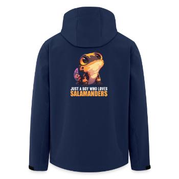 Feuersalamander Salamander - Recycelte Männer Softshell-Jacke von Stanley/Stella - Navy - Hinten - AI Model Male 185 light (185cm)