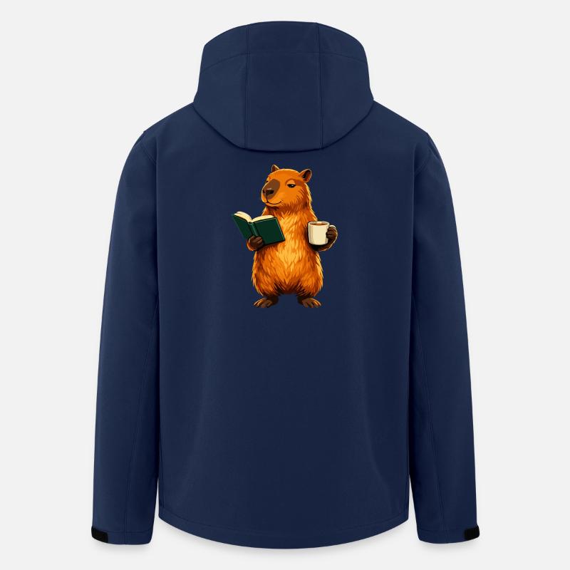 Capybara liest Buch mit Kaffee Buchliebhaber - Recycelte Männer Softshell-Jacke von Stanley/Stella - Navy