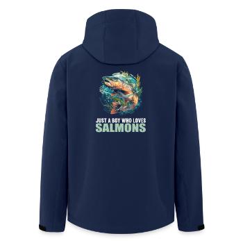 Lachse Lachs - Recycelte Männer Softshell-Jacke von Stanley/Stella - Navy - Hinten - AI Model Male 185 light (185cm)