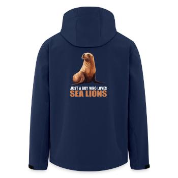 Seelöwen Seelöwe - Recycelte Männer Softshell-Jacke von Stanley/Stella - Navy - Hinten - AI Model Male 185 light (185cm)