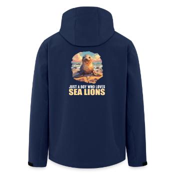 Seelöwen Seelöwe - Recycelte Männer Softshell-Jacke von Stanley/Stella - Navy - Hinten - AI Model Male 185 light (185cm)