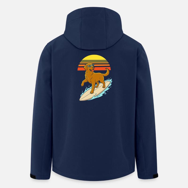 Surferhund mit Brille – Retro-Strandstil - Recycelte Männer Softshell-Jacke von Stanley/Stella - Navy