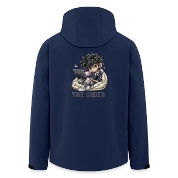 Héros du codage dans un look câlin - Veste softshell homme en polyester recyclé Stanley/Stella - marine - Dos - AI Model Male 185 light (185cm)
