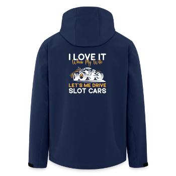 Car Drag Racing Let`s My Drive Slot Cars Race - Recycelte Männer Softshell-Jacke von Stanley/Stella - Navy - Hinten - AI Model Male 185 light (185cm)