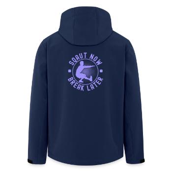 Fitness Fanatics Squat Now Break Later - Recycelte Männer Softshell-Jacke von Stanley/Stella - Navy - Hinten - AI Model Male 185 light (185cm)