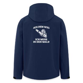 Holz Spruch - Recycelte Männer Softshell-Jacke von Stanley/Stella - Navy - Hinten - AI Model Male 185 light (185cm)