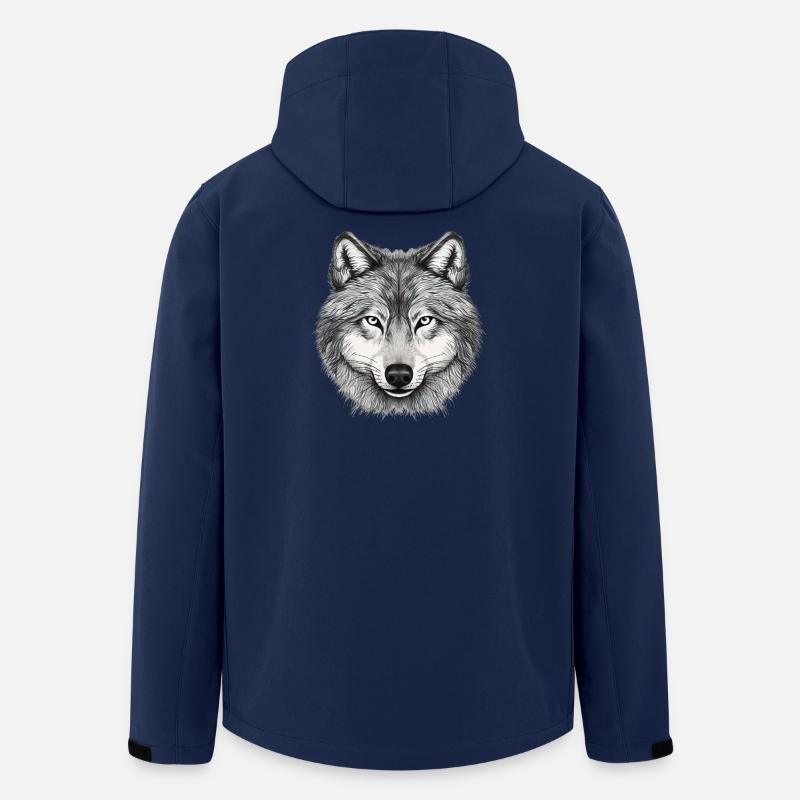 Wolfskopf, gezeichnetes Kunstwerk - Recycelte Männer Softshell-Jacke von Stanley/Stella - Navy