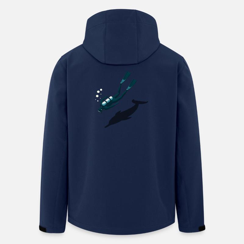 Diver & Dolphin Shadow Illusion - Men’s Recycled Softshell Jacket by Stanley/Stella - navy
