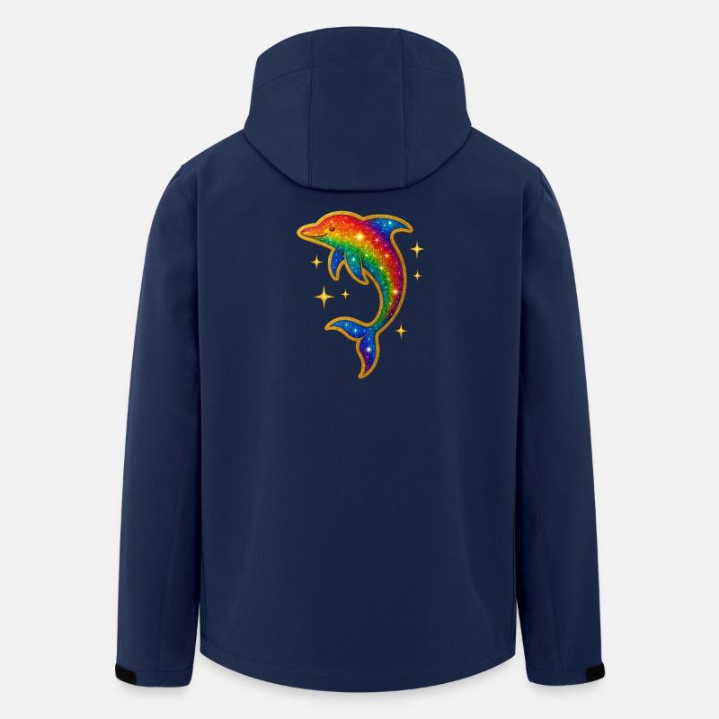 Regenbogen Delfin Glitzerpracht - Recycelte Männer Softshell-Jacke von Stanley/Stella - Navy