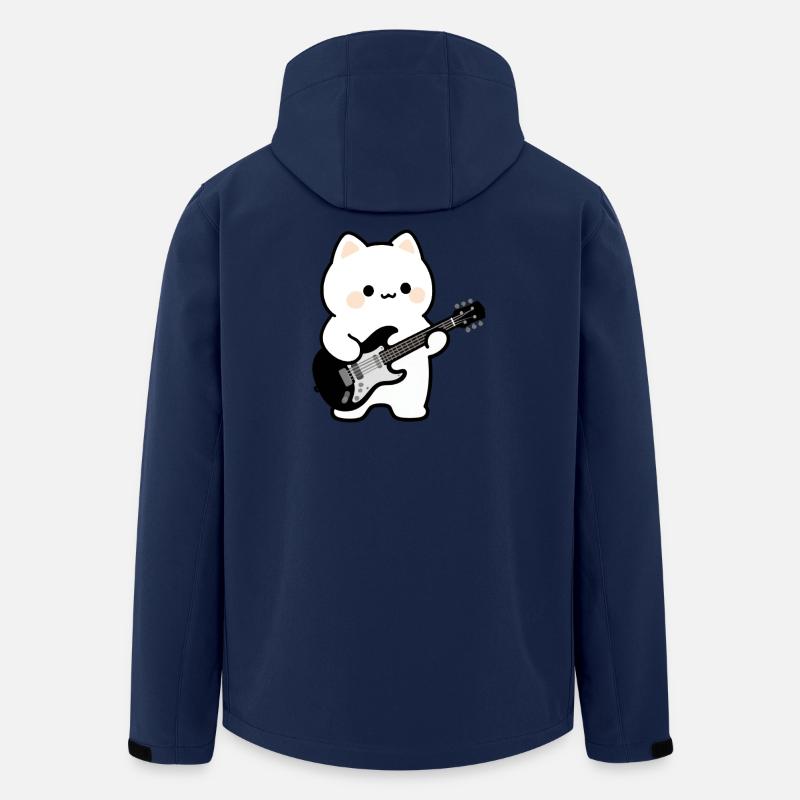 Kawaii Cat avec guitare électrique - Veste softshell homme en polyester recyclé Stanley/Stella - marine