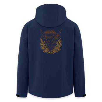 Highland Cow - Highland Cattle - Country Life - Men’s Recycled Softshell Jacket by Stanley/Stella - navy - Back - AI Model Male 185 light (185cm)