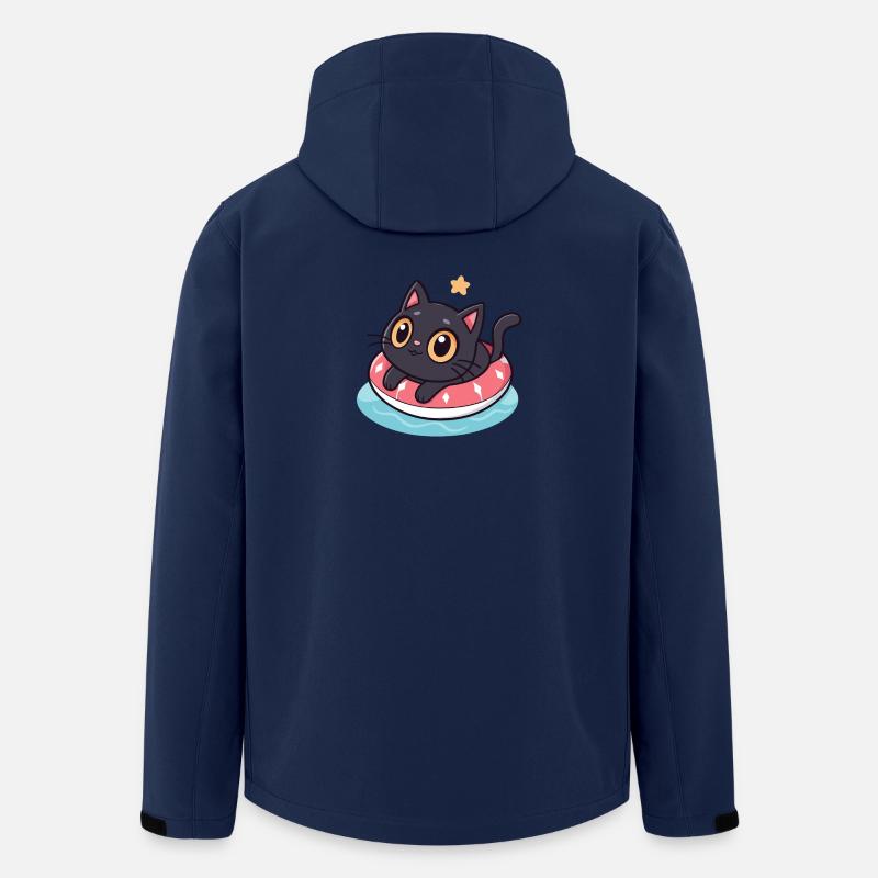 Kawaii-Katze auf rosa Boje - Recycelte Männer Softshell-Jacke von Stanley/Stella - Navy