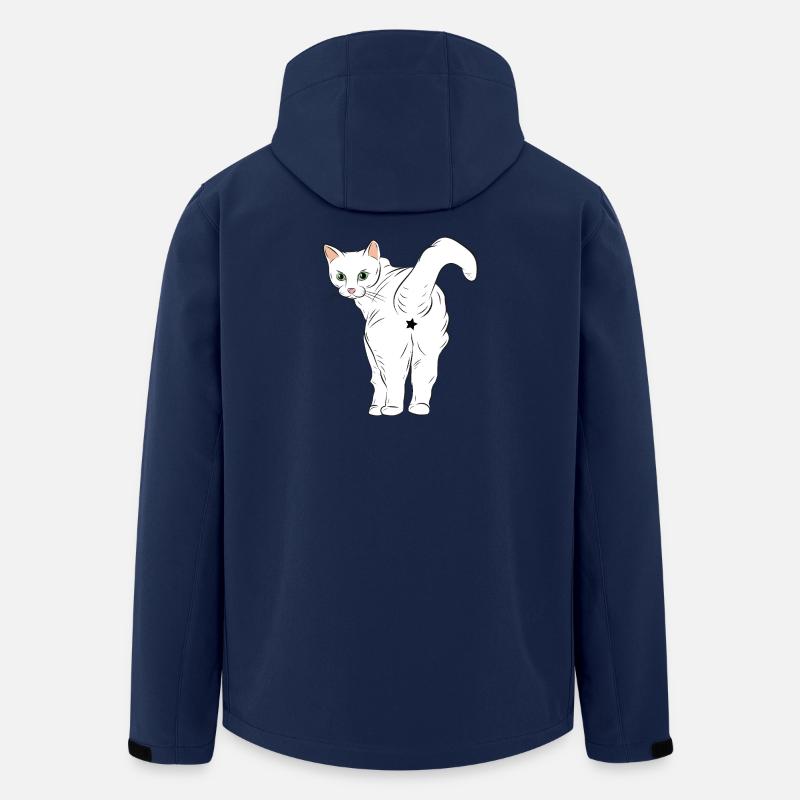 Chat blanc avec logo étoile - Veste softshell homme en polyester recyclé Stanley/Stella - marine