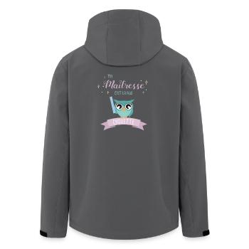 Hibou Maîtresse Chouette Illustration - Veste softshell homme en polyester recyclé Stanley/Stella - charbon - Dos - AI Model Male 185 light (185cm)