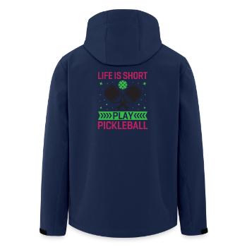 Life is Short, Play Pickleball - Men’s Recycled Softshell Jacket by Stanley/Stella - navy - Back - AI Model Male 185 light (185cm)