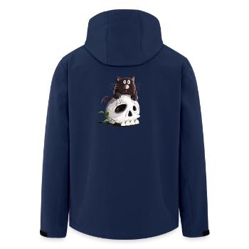 Schwarze Katze und Totenkopf Comic - Recycelte Männer Softshell-Jacke von Stanley/Stella - Navy - Hinten - AI Model Male 185 light (185cm)