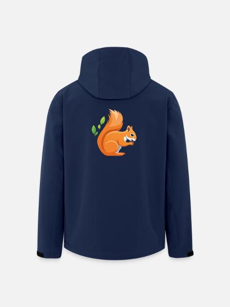 Verspielter Eichhörnchen-Print mit Blättern - Recycelte Männer Softshell-Jacke von Stanley/Stella - Navy