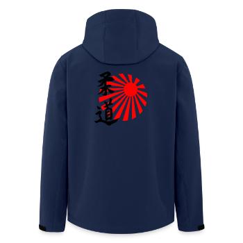 Judo kanji with japanese sun radiation - Men’s Recycled Softshell Jacket by Stanley/Stella - navy - Back - AI Model Male 185 light (185cm)