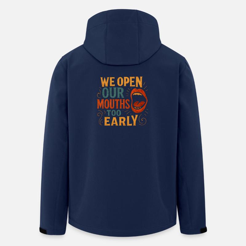 Funny Saying, We open our Mouths  - Men’s Recycled Softshell Jacket by Stanley/Stella - navy
