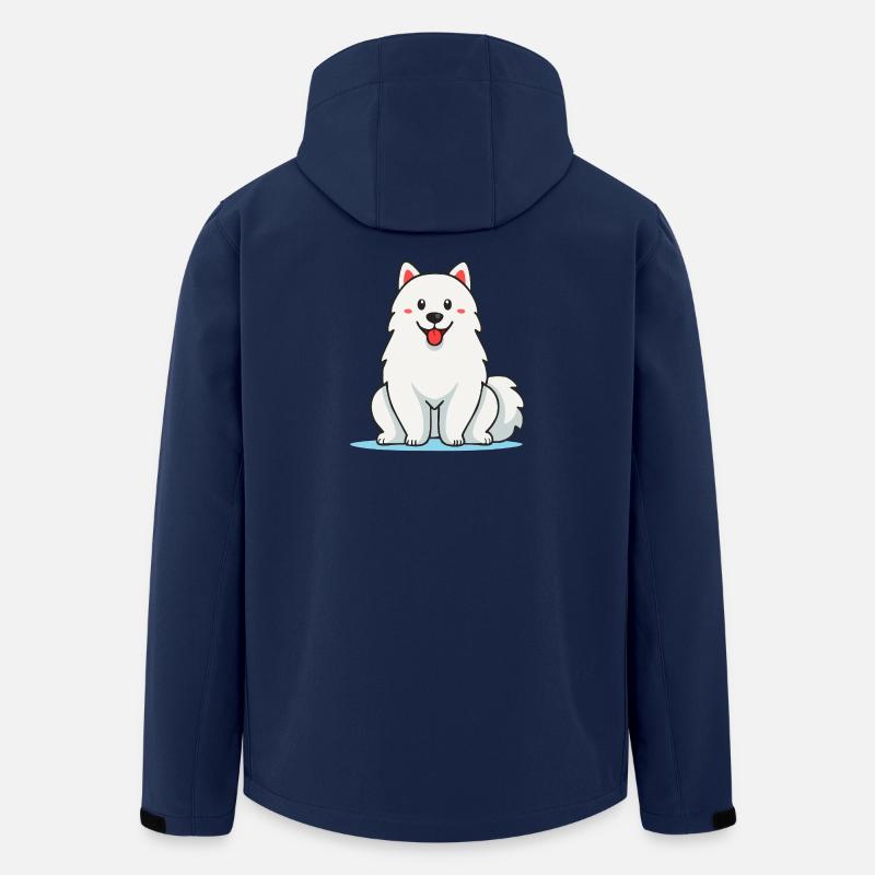 Fuzzy White Samoyed Dog (Comic) - Men’s Recycled Softshell Jacket by Stanley/Stella - navy