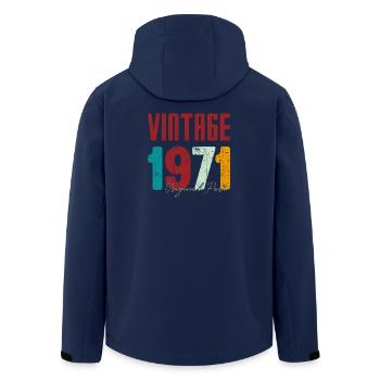 Vintage 1971 Originals Tee - Men’s Recycled Softshell Jacket by Stanley/Stella - navy - Back - AI Model Male 185 light (185cm)